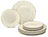 OCCASIONS 50 Piece Disposable Plastic Plates Set for 25 Guests - Heavy Duty 10.25" Dinner & 7.5" Dessert Plates, Elegant Party Plates for Wedding