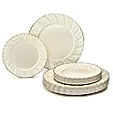 OCCASIONS 50 Piece Disposable Plastic Plates Set for 25 Guests - Heavy Duty 10.25" Dinner & 7.5" Dessert Plates, Elegant Party Plates for Wedding