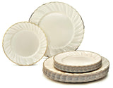 OCCASIONS 50 Piece Disposable Plastic Plates Set for 25 Guests - Heavy Duty 10.25" Dinner & 7.5" Dessert Plates, Elegant Party Plates for Wedding