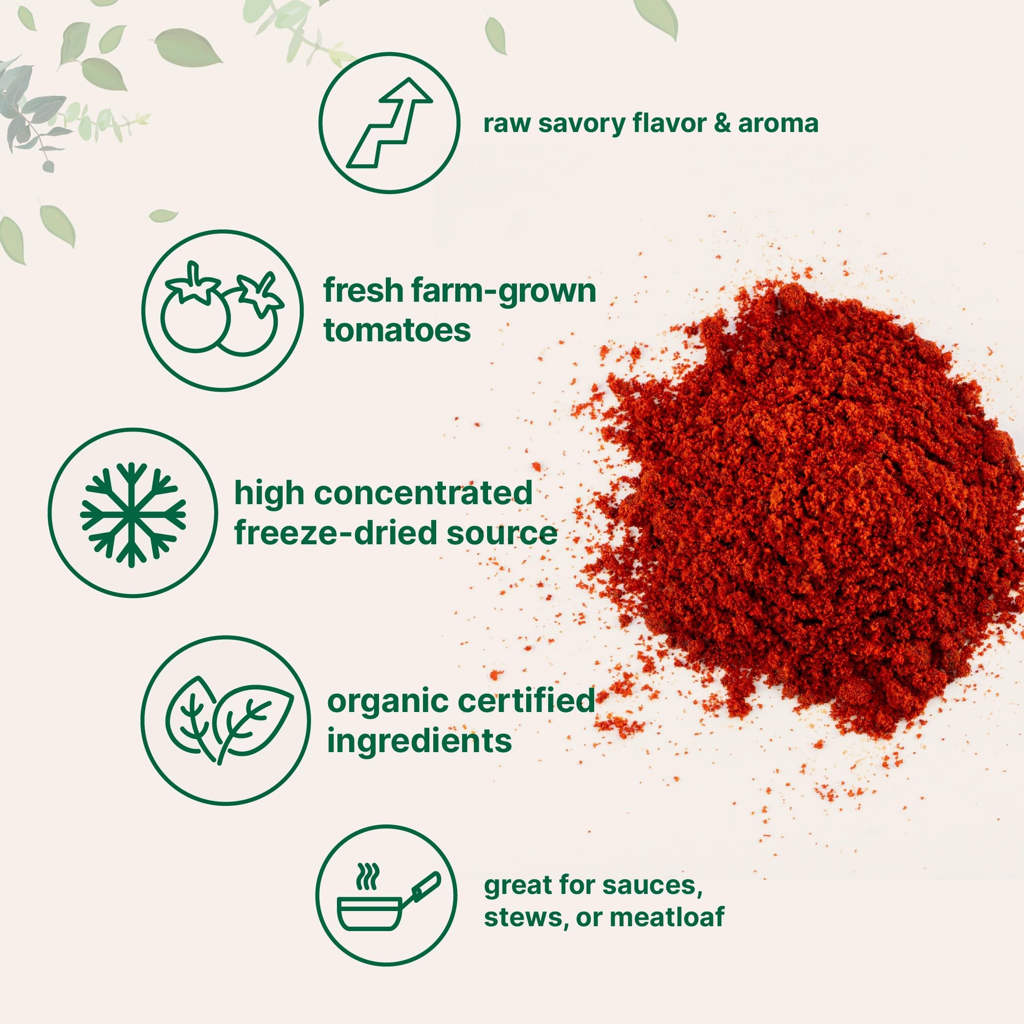 Organic Tomato Powder, 2lbs | Fresh Freeze-Dried Farm Grown Tomatoes Source | Raw Savory Flavor | Great for Cooking or Baking | Non-GMO, Vegan