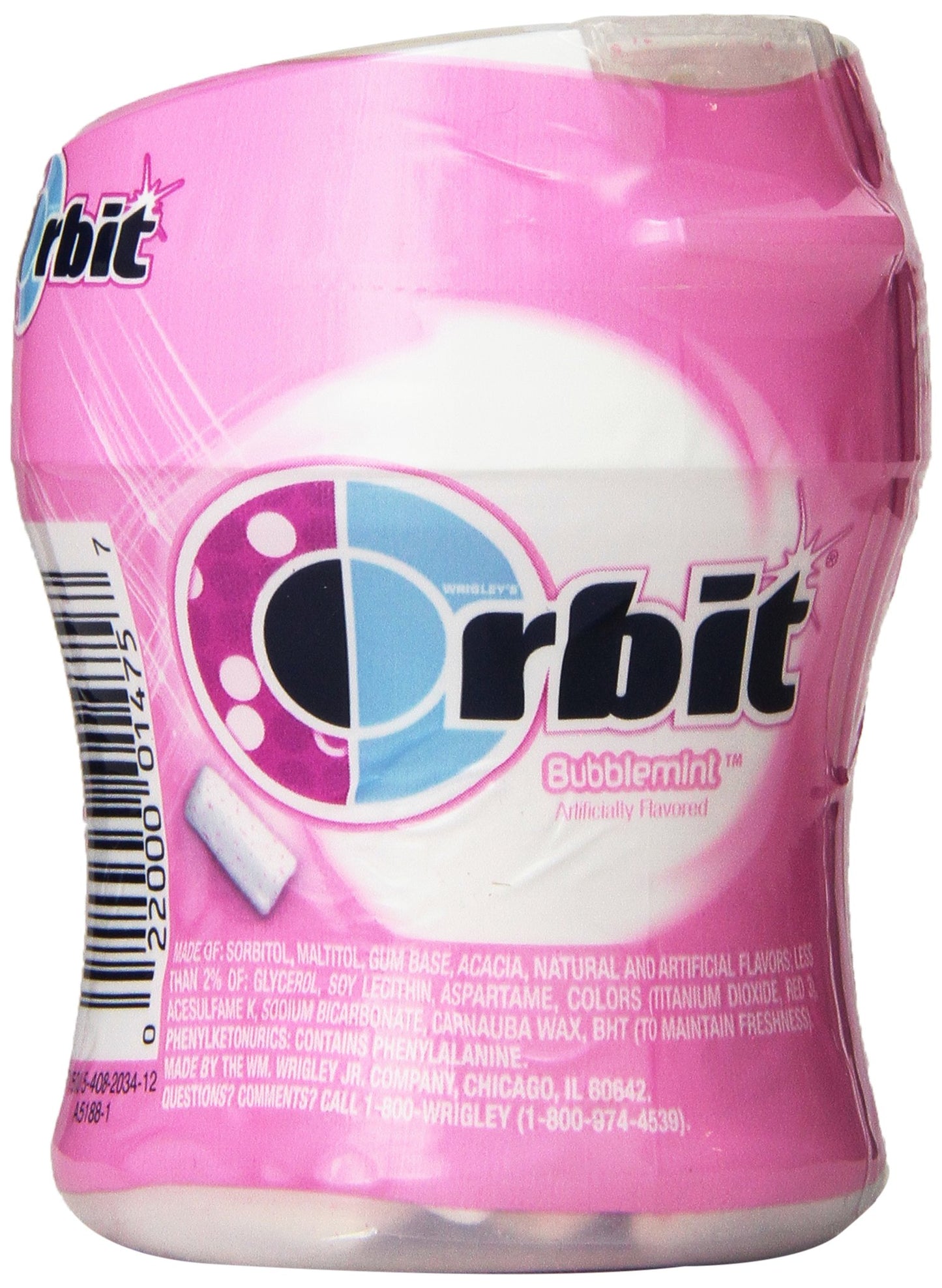 Orbit Bubble Gum Cups, Bubble Mint, 55 pieces bottle, 2.7 Ounce (Pack of 6)