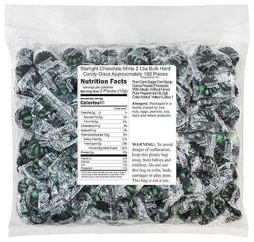 Starlight Chocolate Mints 2 Lbs Bulk Hard Candy Discs Approximately 160 Pieces