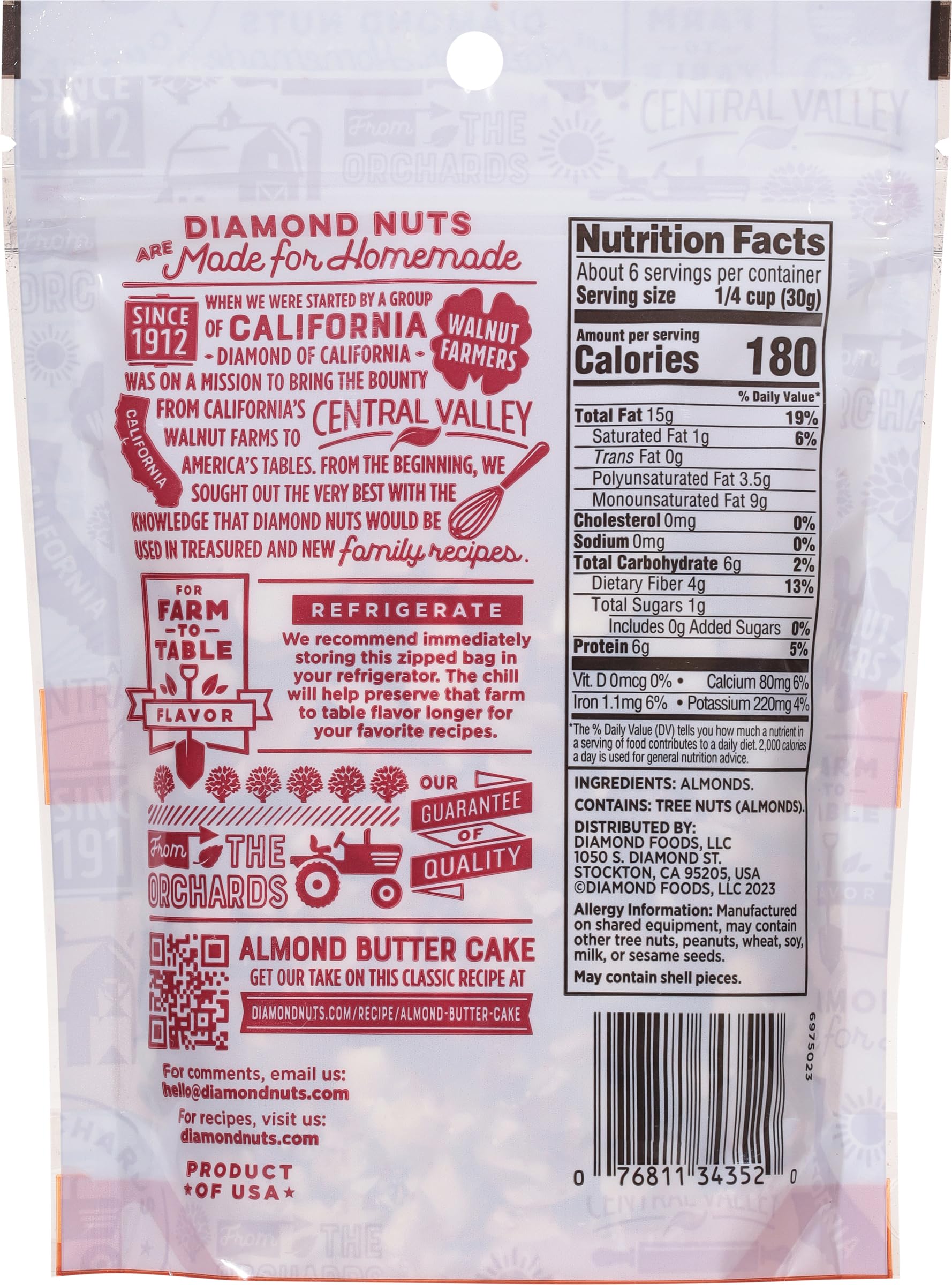 Diamond of California Sliced Almonds for Baking, Cooking and Salads, 6 oz.