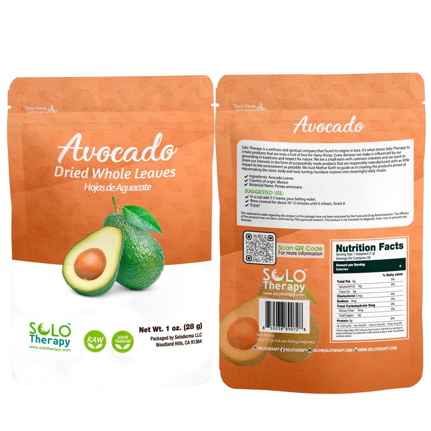 Avocado Leaves 28 Grams, Hojas de Aguacate 28 Gramos, Hojas de Palta Secas, Avocado Leaf Tea, Resealable Bag, Product of México