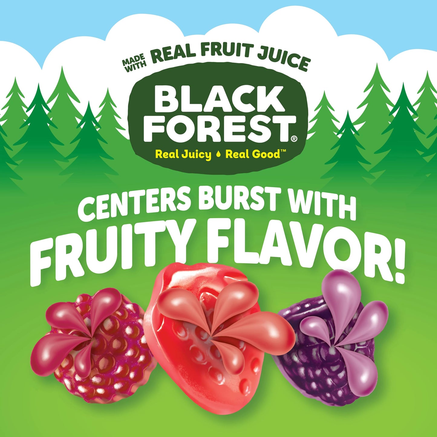 Black Forest Juicy Burst Fruit Snacks, Berry Medley, 0.8 Ounce Pouches (22 Count)
