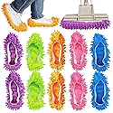 10 Pcs Shoes Cover Dust Duster, Washable Mop Slippers Shoes for Floor Cleaning, Reusable Microfiber Duster Mops for House, Office, Bathroom, Kitchen