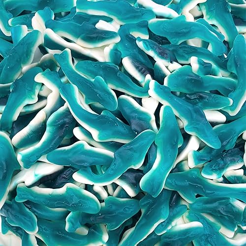 Blue Sharks Gummy Candy | 2 Pound Pack | Blue Raspberry and Marshmallow Flavor