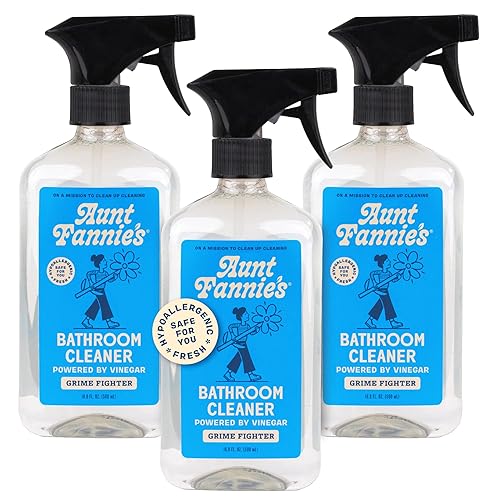 Aunt Fannie's All Purpose Bathroom Cleaner Vinegar Spray for Shower, Tub, Toilet, Tile, Sink and Fixtures, 16.9 Ounces (Pack of 3)