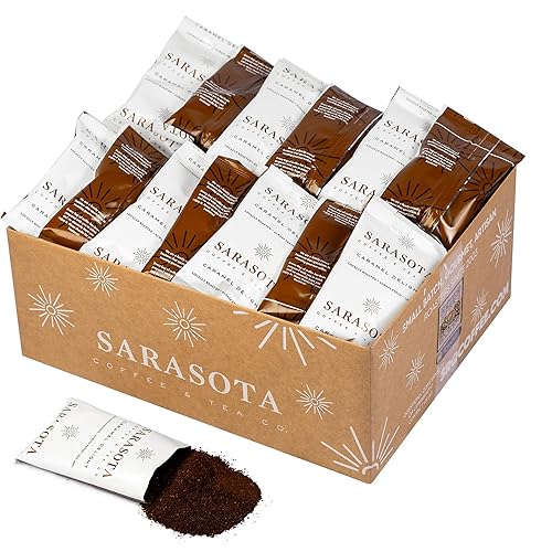 Salted Caramel Coffee Packs - Flavored Medium Roast | 2.5oz Pre-Measured Ground Packets for 12-Cup Brewer | Low Acid Mold-Free Gourmet Pouches | 36