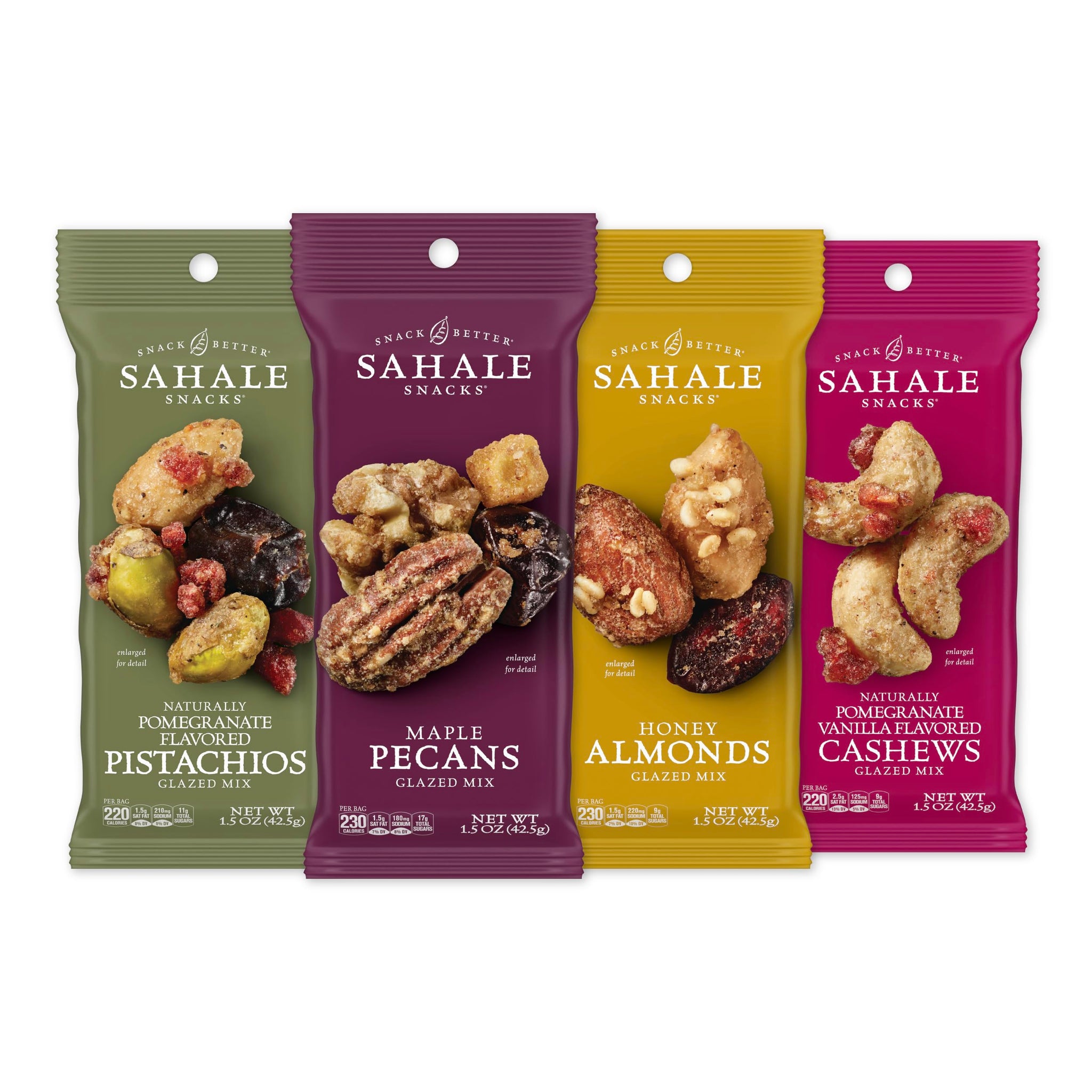 Sahale Snacks Glazed Mix Nut Blend Variety Pack, 1.5 Oz Grab & Go Bags (12 Total Packs) - Four Different Dry-Roasted Deluxe Mixed Nuts Blends Included