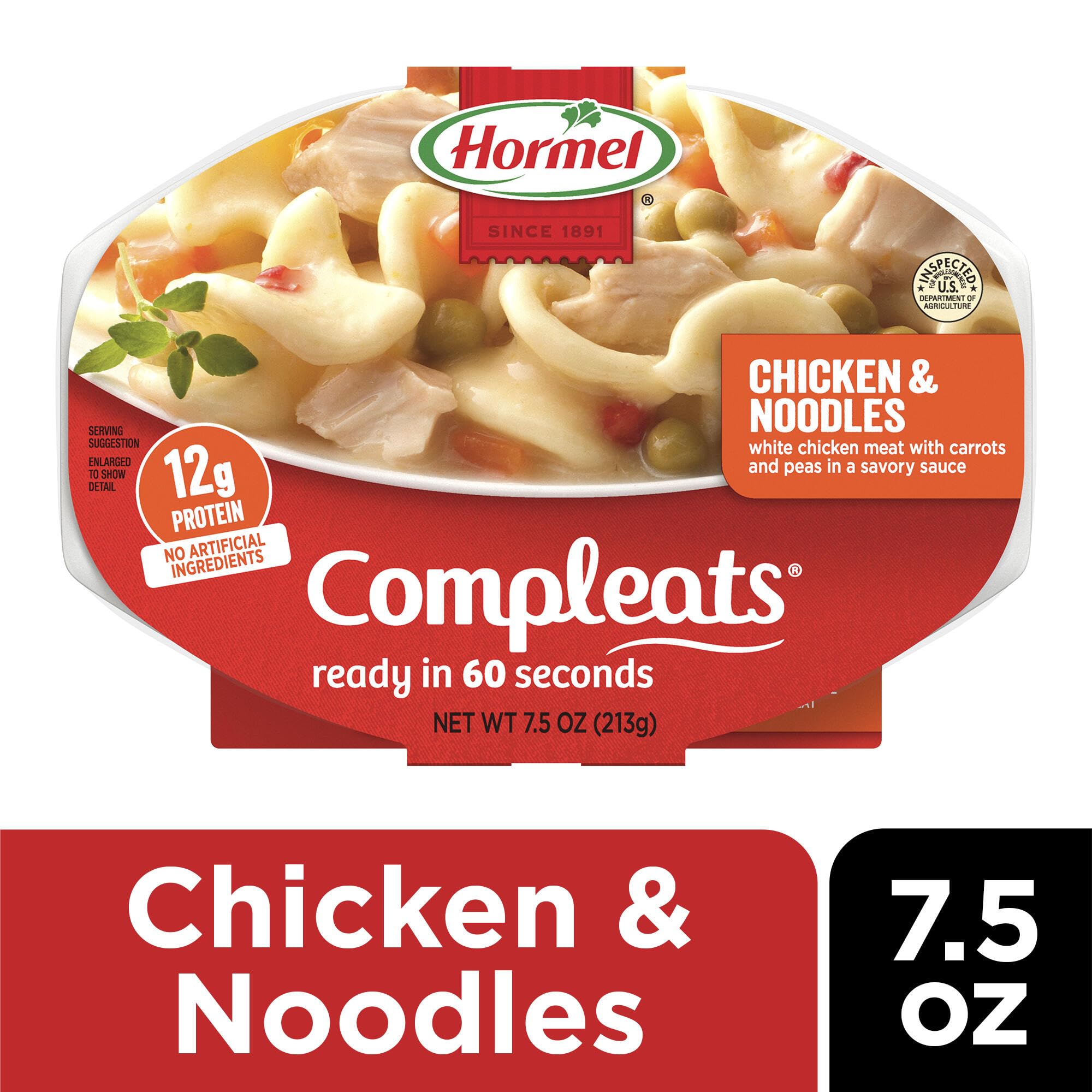 HORMEL COMPLEATS Chicken & Noodles Microwave Tray, 7.5 Ounces (Pack of 7)