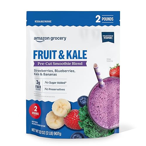 Amazon Grocery, Fruit & Kale Pre-Cut Smoothie Blend, 32 Oz, Frozen