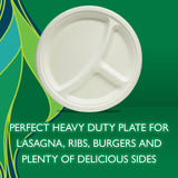 Hefty EcoSave Disposable Compartment Plates, Made from Plant Based Materials, Heavy Duty Paper Plates, 10 ? Inch, 16 Count (Pack of 4)