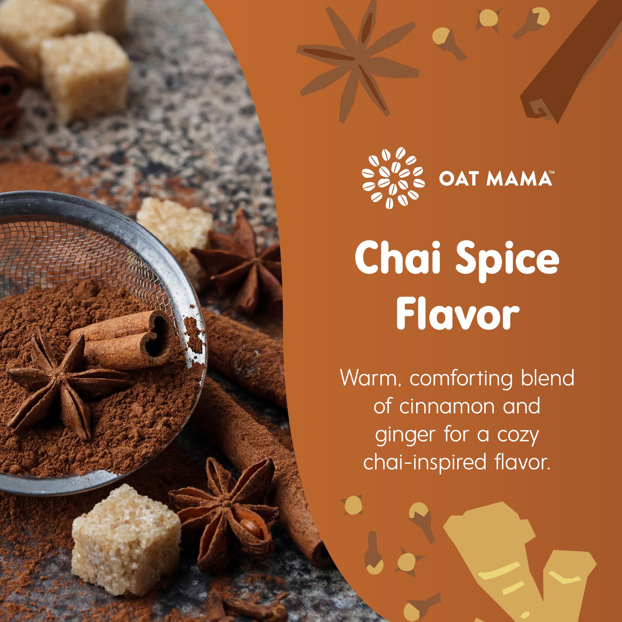 Oat Mama Flavored Microplastics-Free Lactation Tea for Breastfeeding Moms - Chai Spice Flavor - Breastfeeding Essentials for Milk Supply Increase