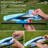 Kleen Handler Professional 2-in-1 Squeegee for Window Cleaning Tool Combo - 14" Squeegee & Microfiber Scrubber Sleeve, Window Glass Cleaning Kit