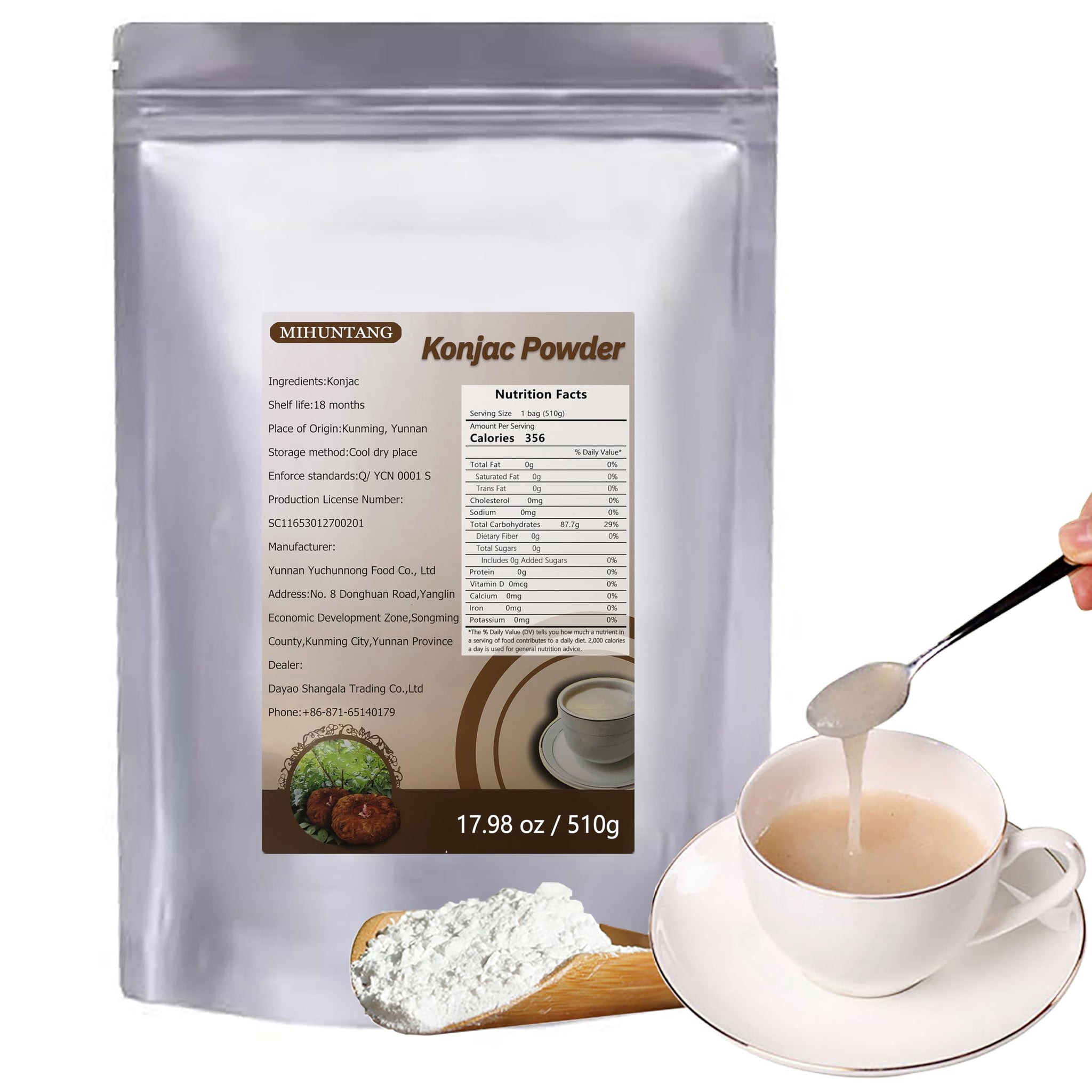 Konjac flour 17.63oz Meal substitute Rough grains for catering Instant food ???500g