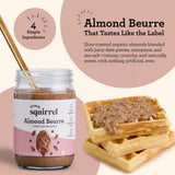 French Squirrel Vegan Almond Butter With Dates, Cinnamon & Sea Salt - 4-Ingredients with 6g Plant-Based Protein, No Seed Oils - Kosher, Dairy Free