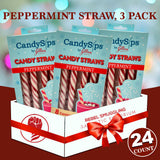 Christmas Peppermint Sticks Candy Straws 3 Pack by Rebel Smuggling Galactic Emporium (24 Straws Total)