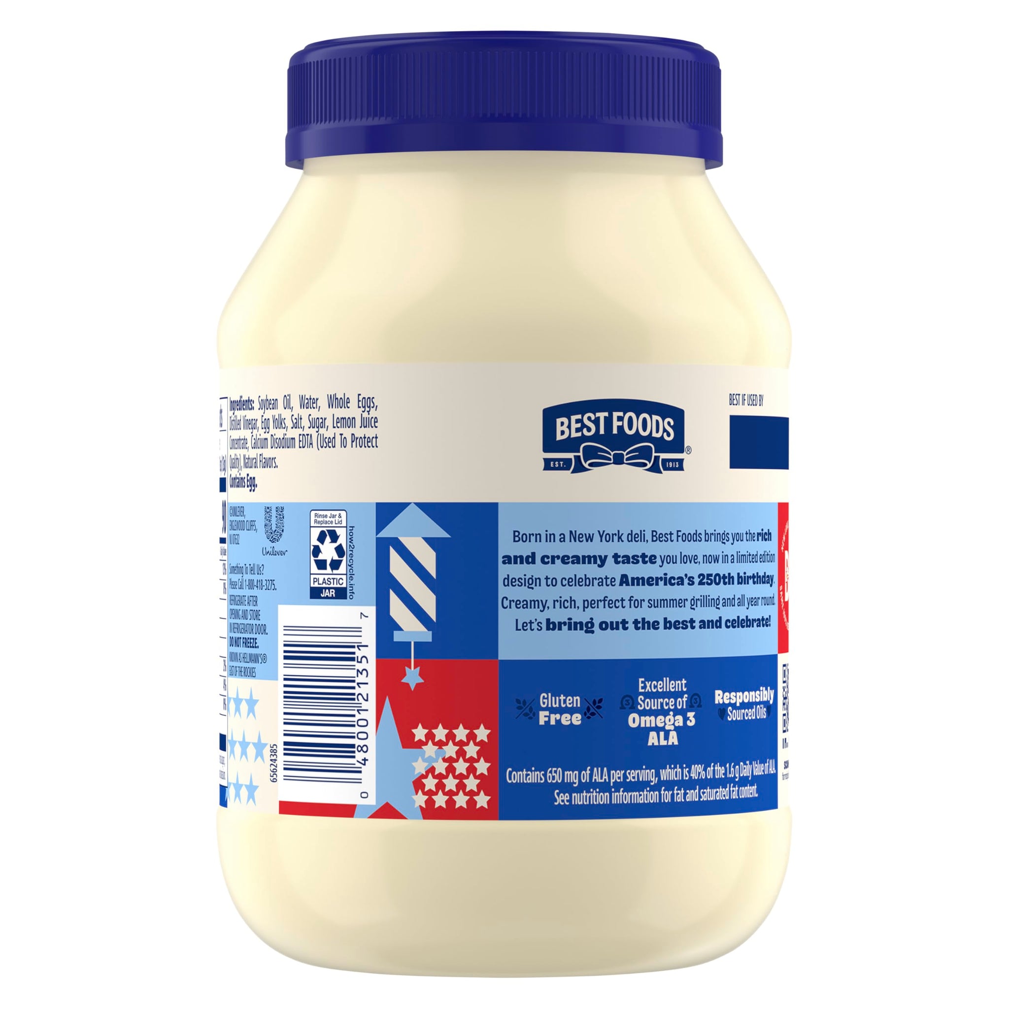 Best Foods Real Mayonnaise Mayo Jar For A Creamy Sandwich Spread or Condiment Gluten-Free, Made With 100% Cage-Free Eggs 30 oz