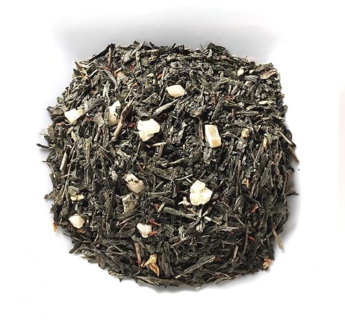 Mahamosa Pineapple Tropical Green Decaf Tea 2 oz - Decaffeinated Green Tea Blend Loose Leaf (with pineapple cubes, mango cubes, flavoring, safflower