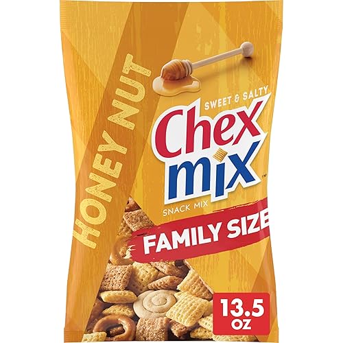 Chex Mix Honey Nut Snack Mix, Sweet and Salty Snack Bag, Family Size, 13.5 oz