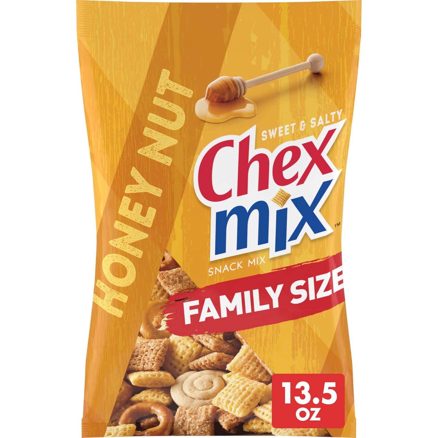 Chex Mix Honey Nut Snack Mix, Sweet and Salty Snack Bag, Family Size, 13.5 oz