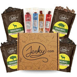 Jerky.com Exotic Jerky Gift Box | 8pc Wild Game Exotic Jerky Variety Pack with Venison, Elk, Wild Boar, & Buffalo | High Protein, Low Fat, Keto Exotic