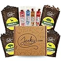 Jerky.com Exotic Jerky Gift Box | 8pc Wild Game Exotic Jerky Variety Pack with Venison, Elk, Wild Boar, & Buffalo | High Protein, Low Fat, Keto Exotic