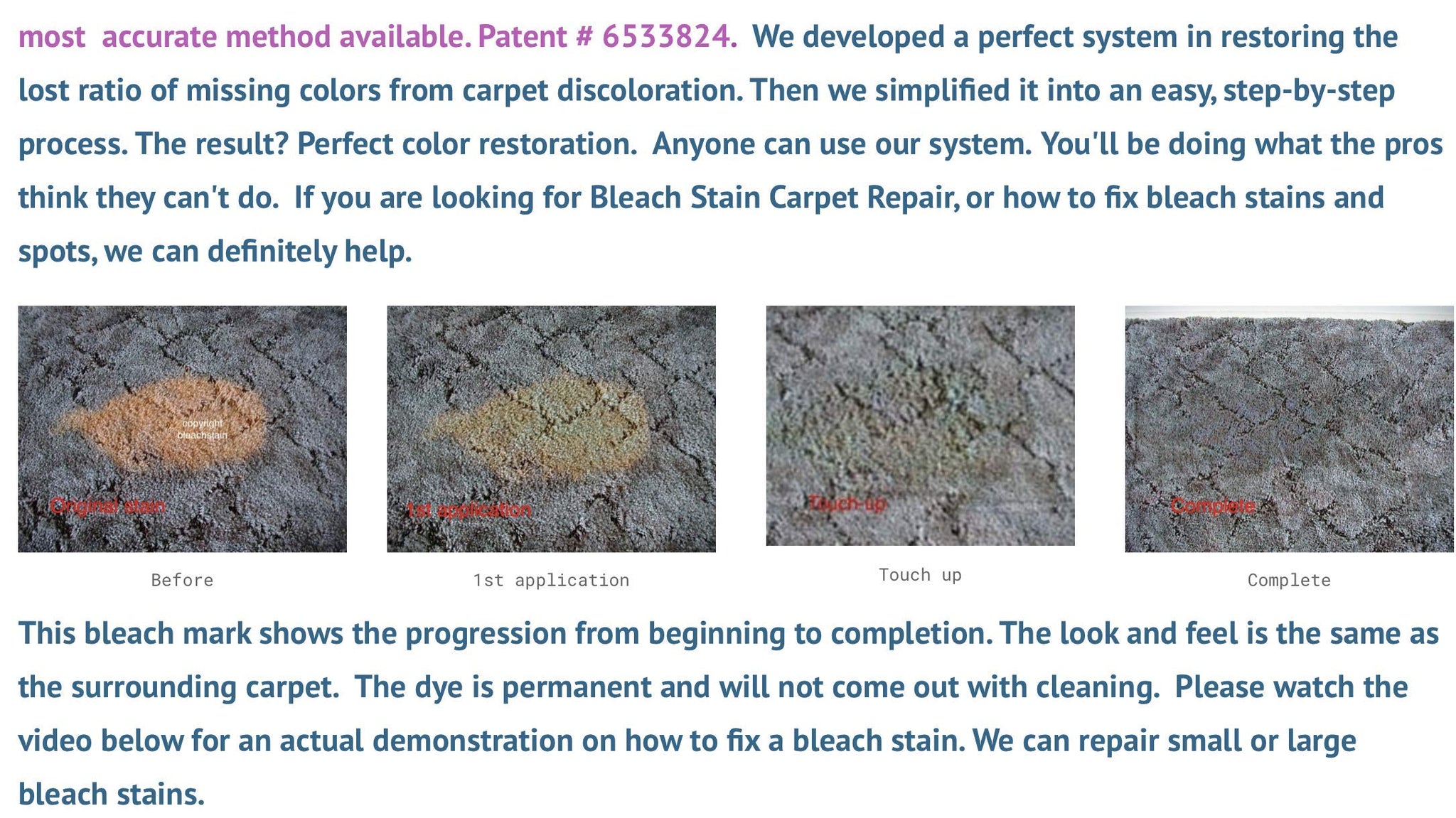 BLEACHSTAIN® Homeowner’s Carpet Spot Dye Kit™ | Restores Carpet Color | Repair Discoloration from Bleach Stains, Acne medications, or Chemical Marks