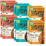 BeanVIVO - Variety 12 Pack (10 oz each) - Organic Baja Black Beans, Three Bean Vegan Chili, BBQ Pinto Beans - Seasoned & Ready to Eat, Plant Protein