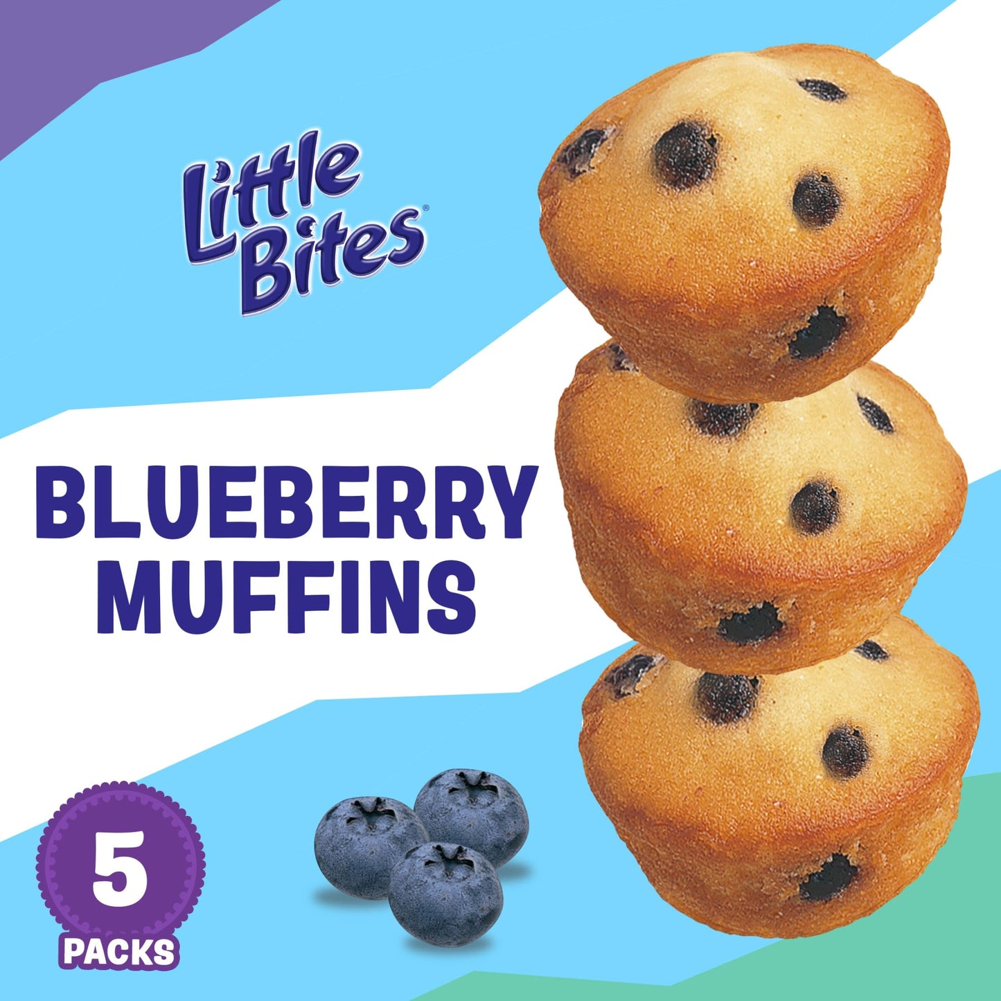 Little Bites Blueberry Muffins, 5 individual packs, (1.5 oz each), Real Blueberries Mini Muffins, 7.5 oz Multipack
