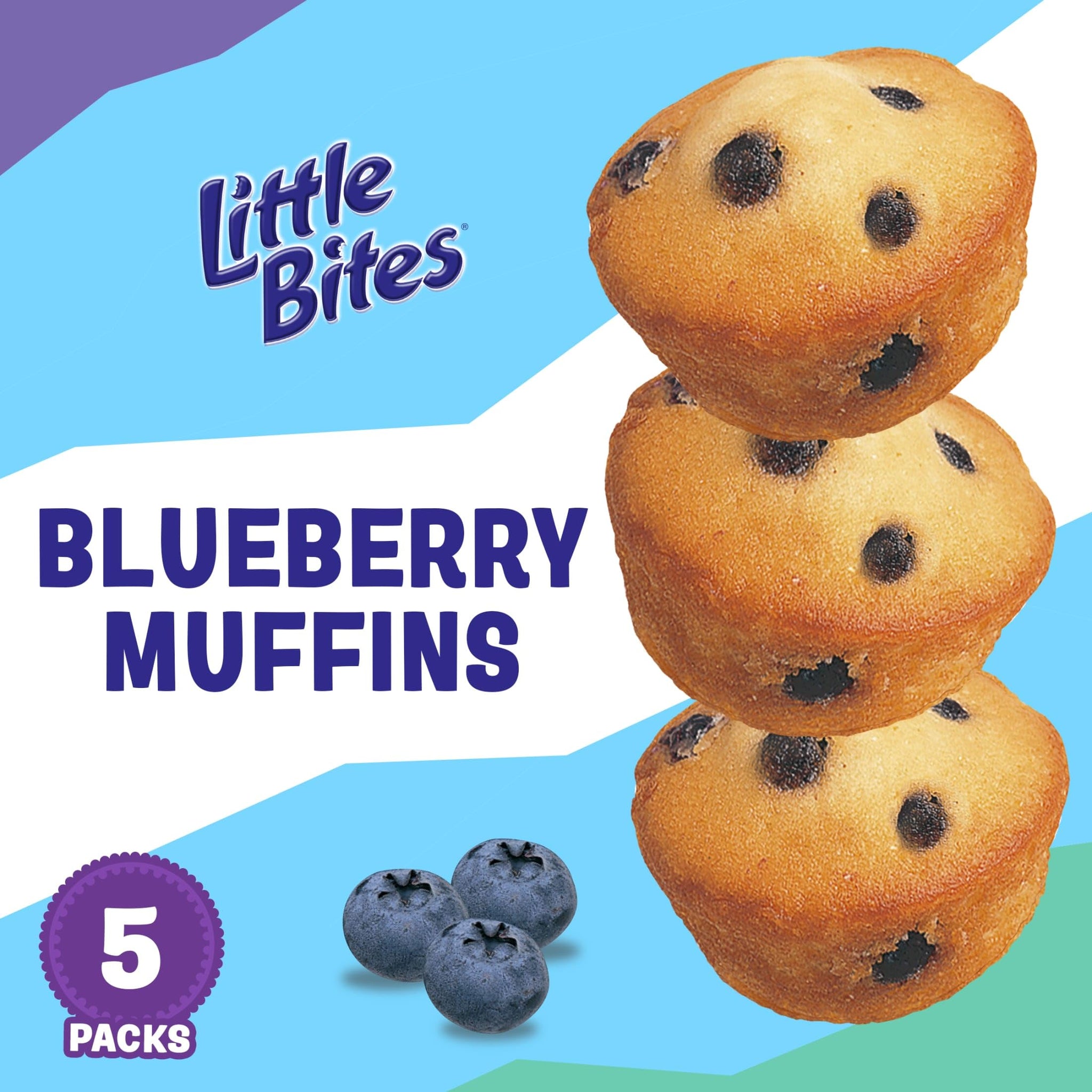 Little Bites Blueberry Muffins, 5 individual packs, (1.5 oz each), Real Blueberries Mini Muffins, 7.5 oz Multipack