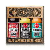 Gojo Japanese Steakhouse Sauce Variety Pack, Hibachi Sauce Gift Set with Teriyaki Glaze, Original Yellow Sauce and House Miso Ginger Dressing, 3 x 12