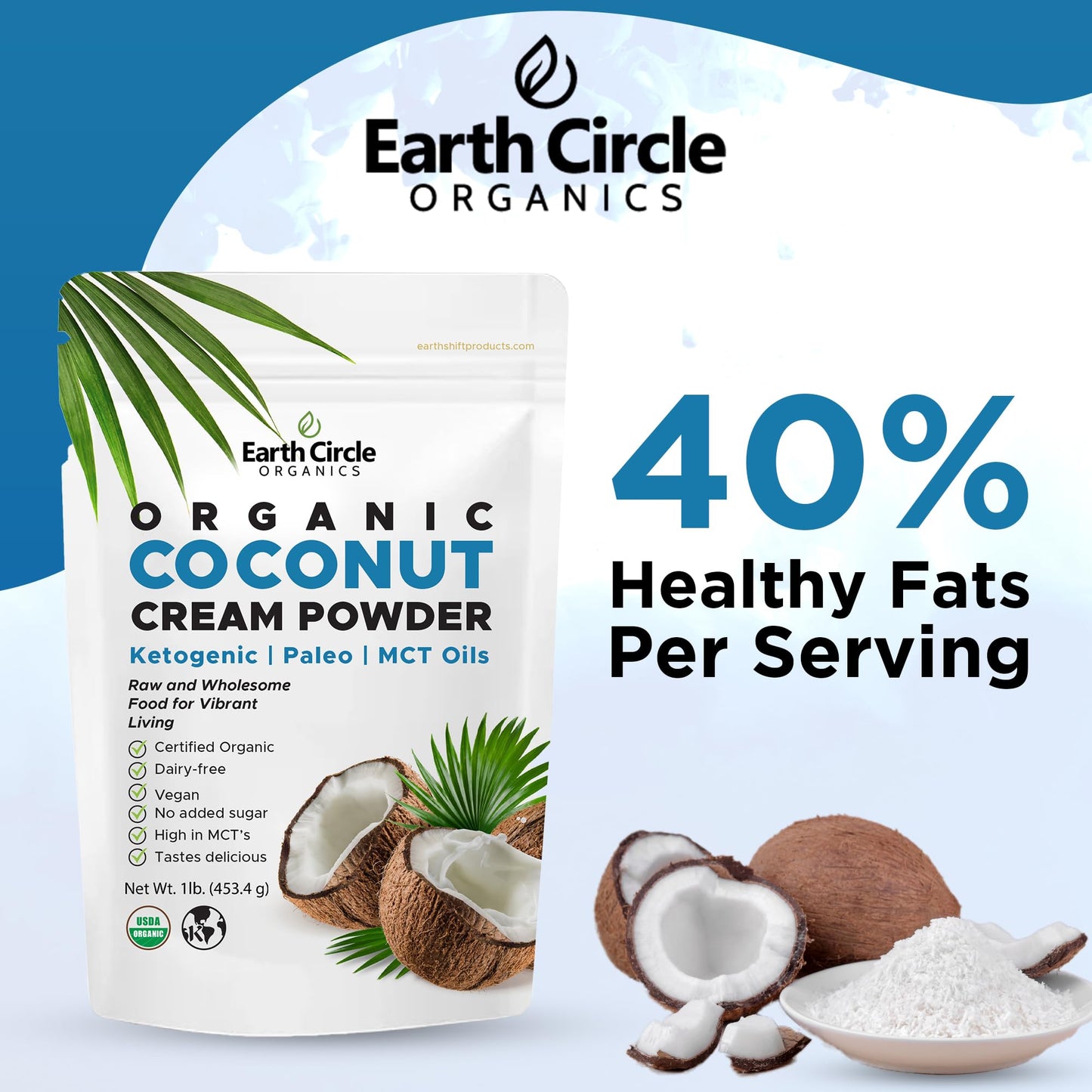 Organic Coconut Milk Powder | Vegan Keto Coconut Creamer, Dairy-Free, Gluten-Free, No Added Sugar, High in MCTs, Antioxidants, & Iron | For Smoothies, Baking, & Cooking (1 Pound, Pack of 1)
