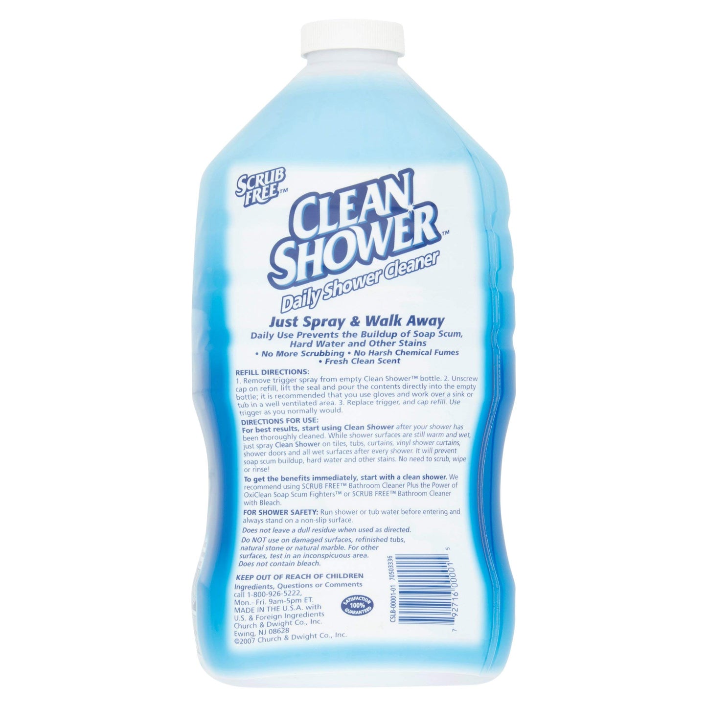PACK OF 6 - Clean Shower Daily Shower Cleaner Refill, 60 fl oz