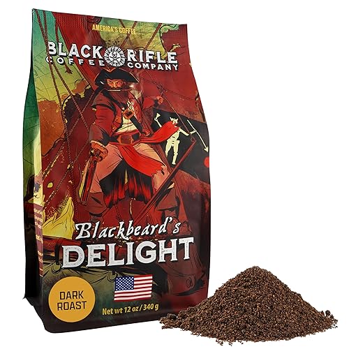 Black Rifle Coffee Company Blackbeard's Delight, 12oz Bag, Ground Coffee Dark Roast - Roasted Blend Made from Arabica Beans - Colombian & Brazilian