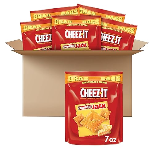 Cheez-It, Baked Snack Cheese Crackers, Cheddar Jack, 7oz (Pack of 6)