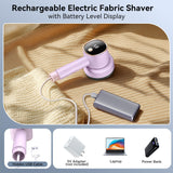 Smyeviva Rechargeable Fabric Shaver for Clothes: 6-Leaf Blades & 3 Speeds to Remove Pilling, Fuzz & Lint Balls - with LED Display, Portable Electric