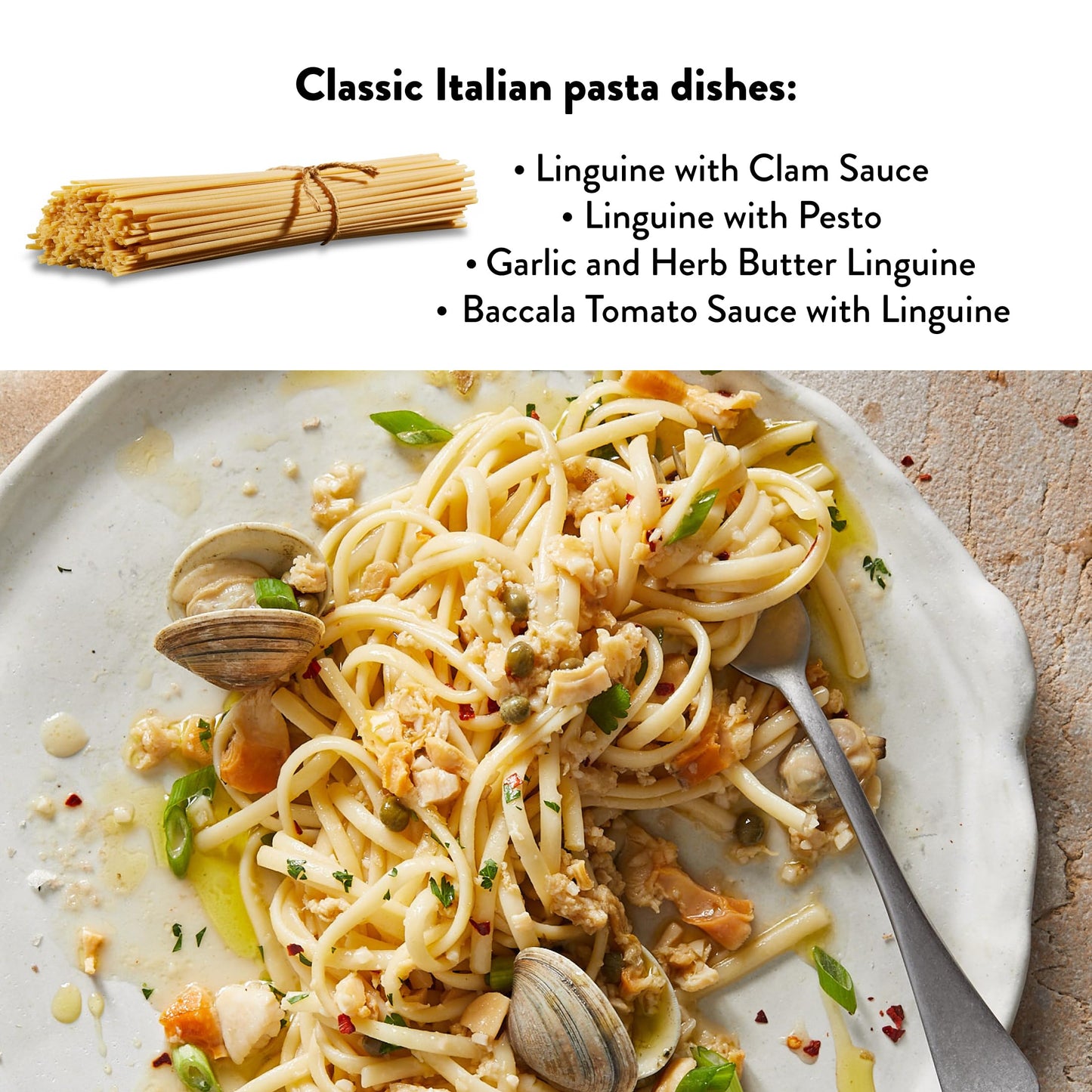 DeLallo Linguine Pasta, Made in Italy, Bronze Cut, Made with Only 100% Durum Wheat Semolina Flour, Non-GMO, All Natural, Kosher, Vegan,1 Pound Bag, (4