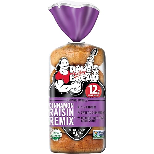 Dave's Killer Bread Cinnamon Raisin Remix Bagels, Organic Cinnamon Raisin Bagels, 5 Count
