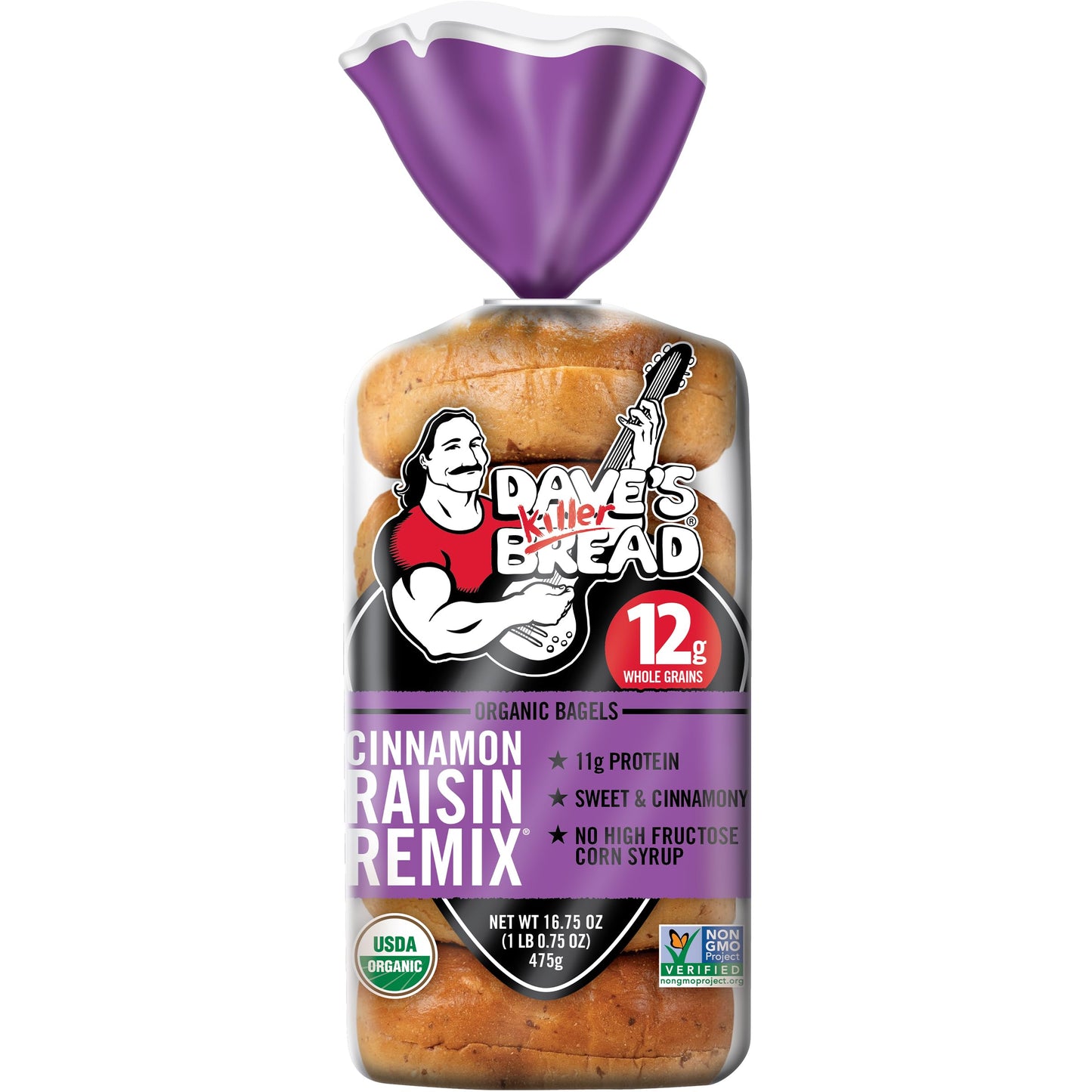 Dave's Killer Bread Cinnamon Raisin Remix Bagels, Organic Cinnamon Raisin Bagels, 5 Count