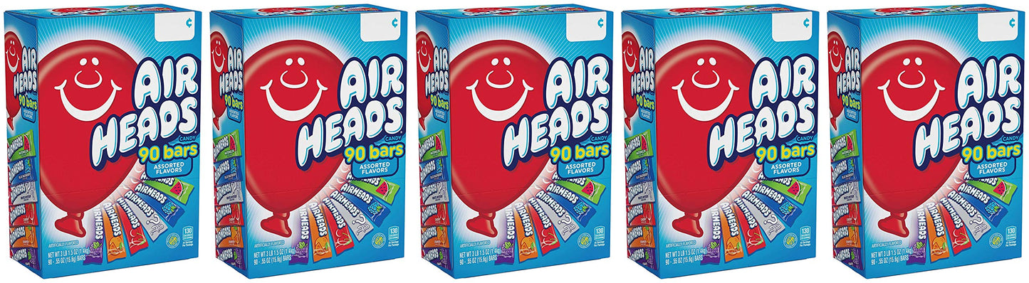 Airheads Bars, Chewy Fruit Candy, Variety Pack, 90 Count (Packaging May Vary) - 5 Pack