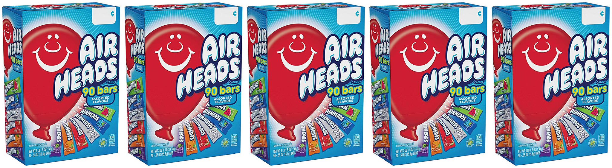 Airheads Bars, Chewy Fruit Candy, Variety Pack, 90 Count (Packaging May Vary) - 5 Pack