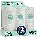 Save Trees Bamboo Paper Towels 12pk - 1800 Sheets Paper Towel Rolls Ultra Absorbent & Durable EcoTowels - FSC-Certified, Vegan Bamboo Kitchen Rolls