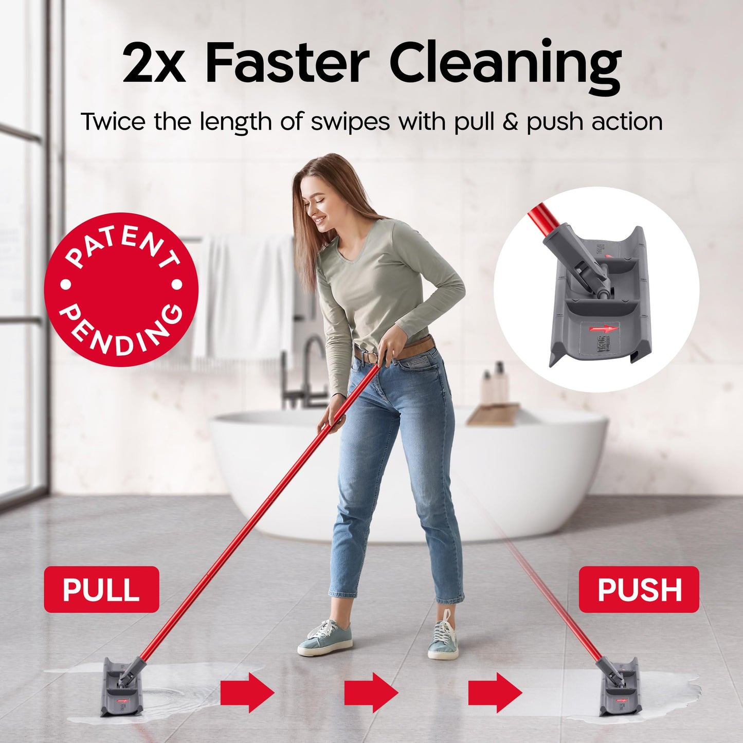 Tyroler Heavy Duty Floor Squeegee for Concrete Floors | 16.5" Squeegee for Floor with 55" 4-Part Handle | Squeegees Broom for Floors | The