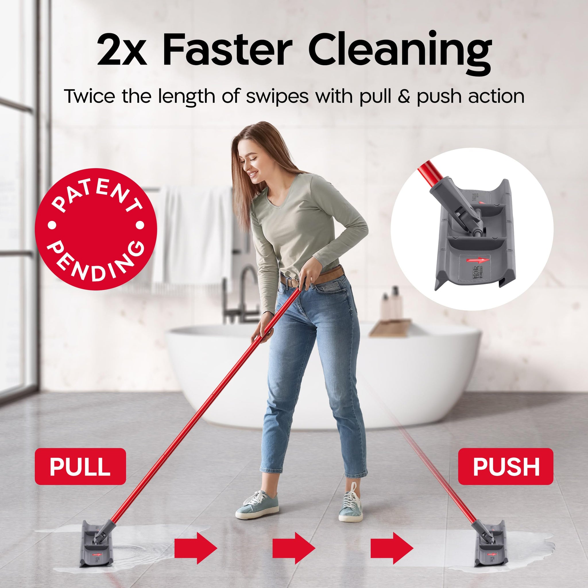 Tyroler Heavy Duty Floor Squeegee for Concrete Floors | 16.5" Squeegee for Floor with 55" 4-Part Handle | Squeegees Broom for Floors | The