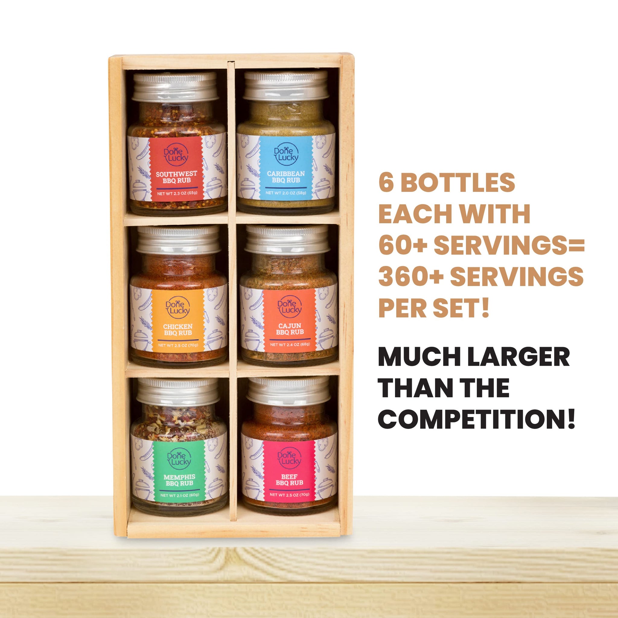 BBQ Rub Gift Set - Spice Gift Set in Premium Wooden Box - Great Grilling Gift for Father's Day, Christmas, Birthday for Him, Dad, Men, or Her - Unique