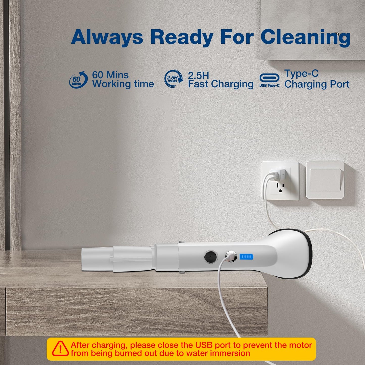 Electric Spin Scrubber, 2024 New Cordless Cleaning Brush?2-Speed Adjustable,Shower Scrubber for Bathroom Car Floor Tile Cleaning Squeegees