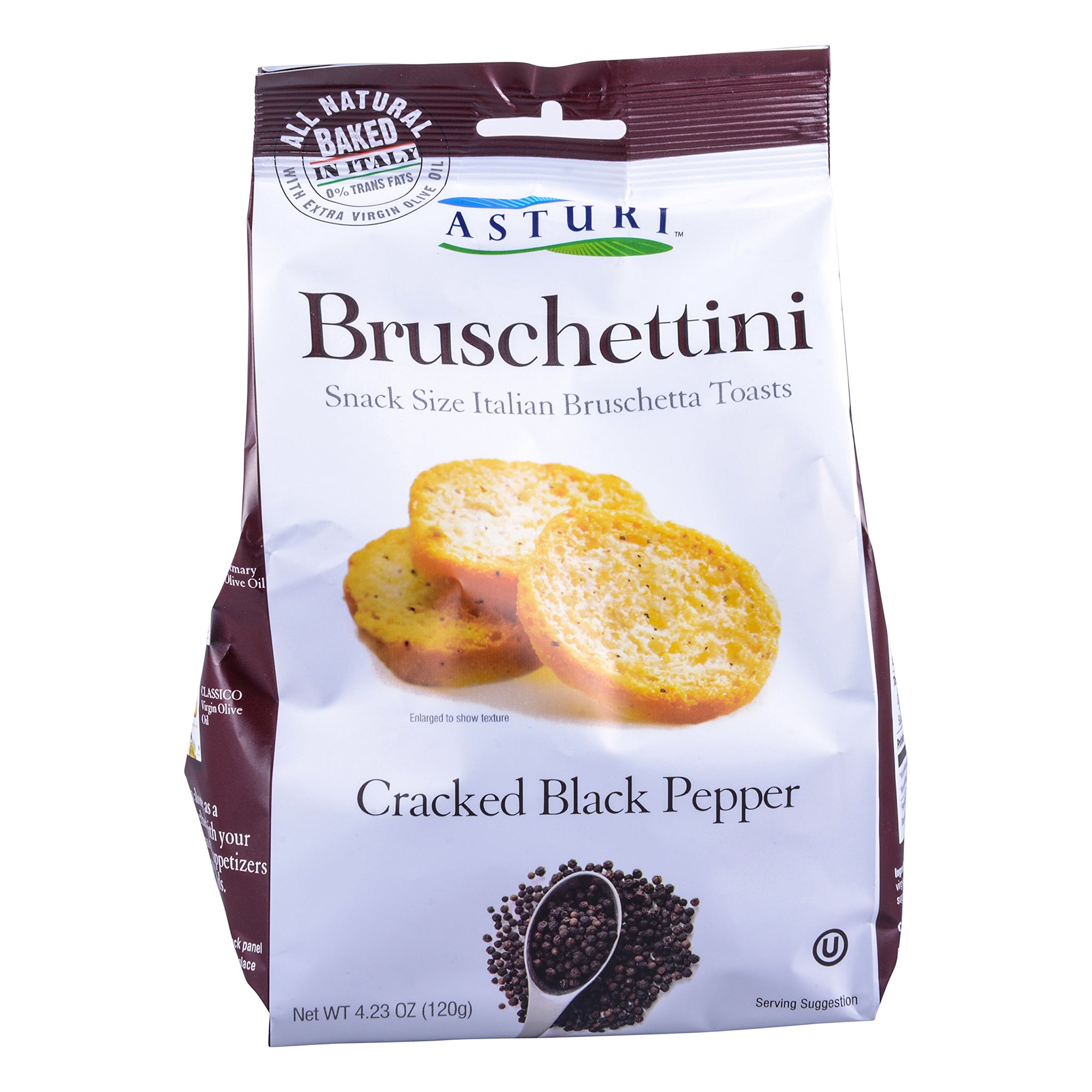 Asturi Bruschettini, Cracked Black Pepper, 4.23 Ounce