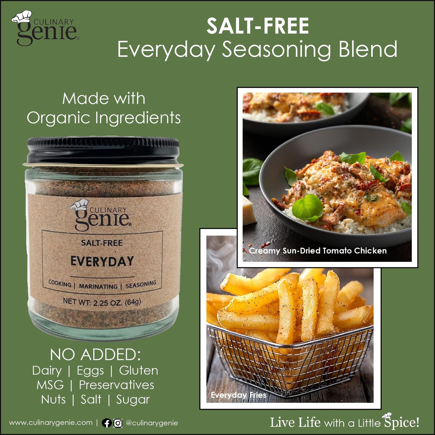 Culinary Genie Salt-Free Everyday Seasoning Blend - Classic Seasoned Salt Flavor, No Salt Added